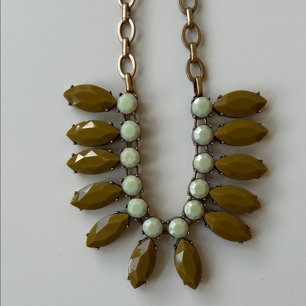 J Crew Olive and Mint Necklace (NWT)